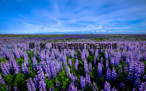 那一刻, 我深深感受到了自己的价值